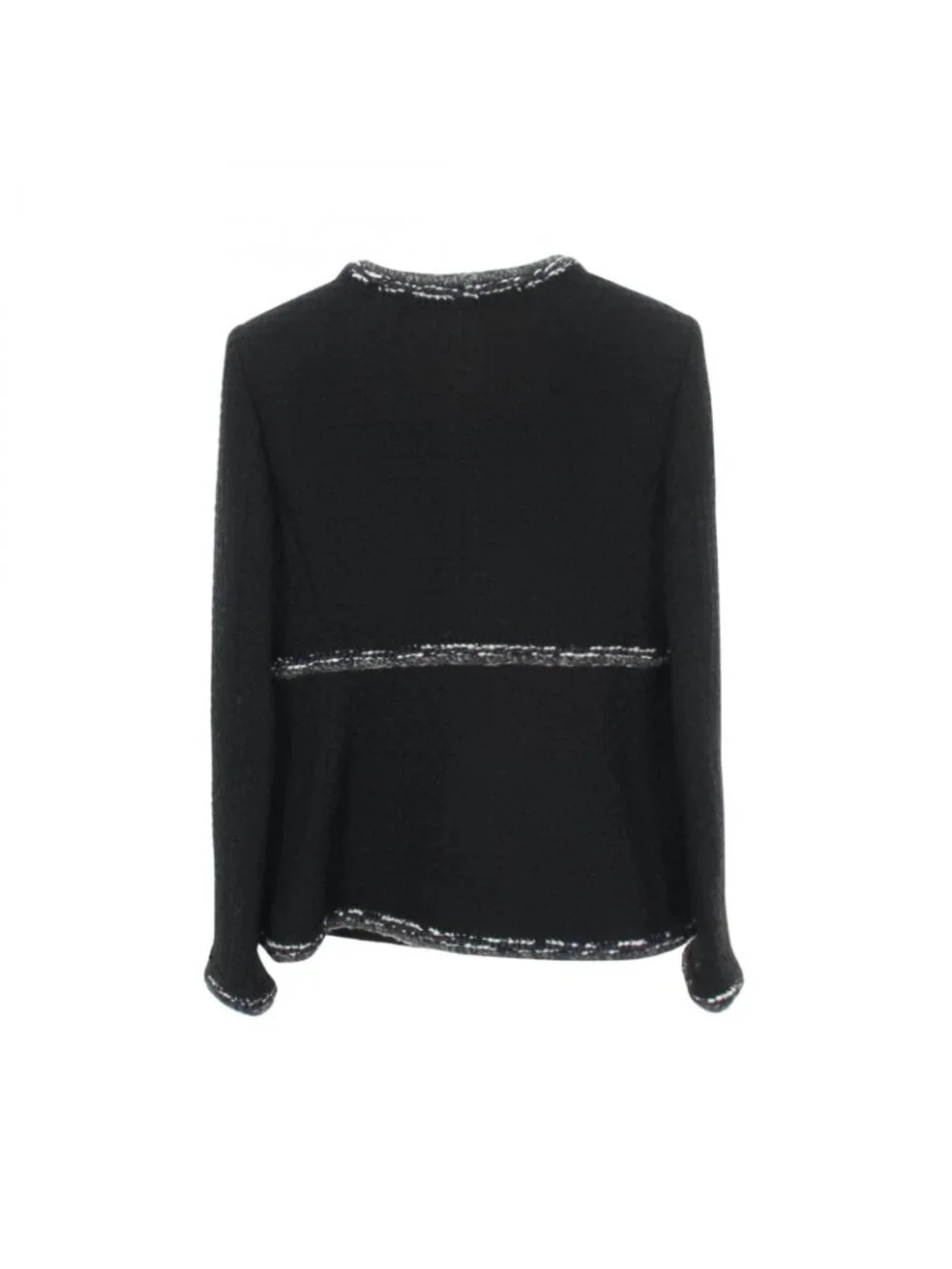Chanel Collarless Jacket CC Logo Button Tweed Wool